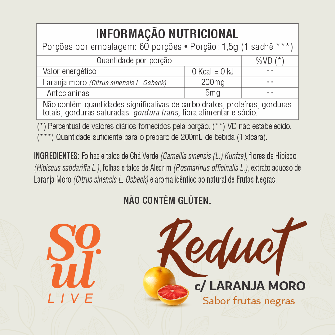 Chá Reduct c/ Laranja Moro e Frutas Negras 20 sachês