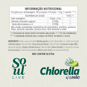 Chá Detox c/ Chlorella Sabor Limão 60 sachês